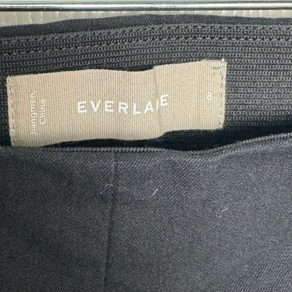 EVERLANE Women Black Side Zip Stretch‎ Cotton Trousers Pants Size 8 Career - Picture 4 of 9